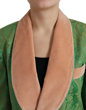 Dolce & Gabbana Grüner geblümter Zweireiher Mantel Jacke