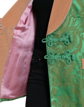 Dolce & Gabbana Grüner geblümter Zweireiher Mantel Jacke