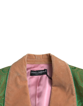 Dolce & Gabbana Grüner geblümter Zweireiher Mantel Jacke