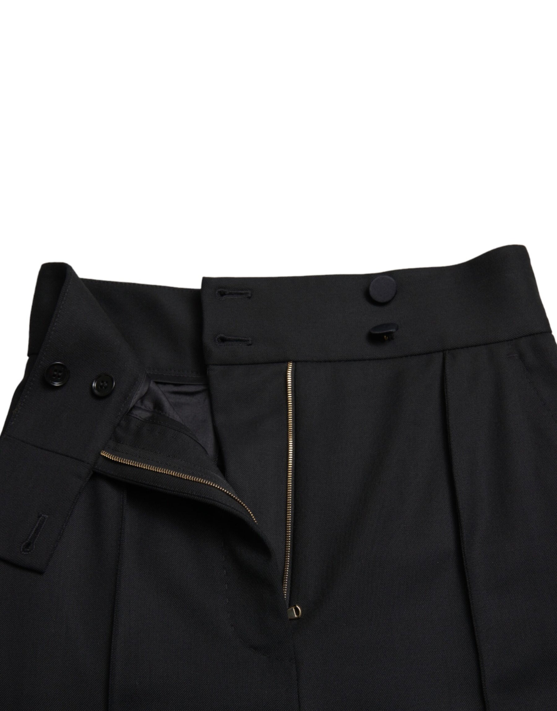 Dolce & Gabbana Schwarze taillierte Hose aus Wolle