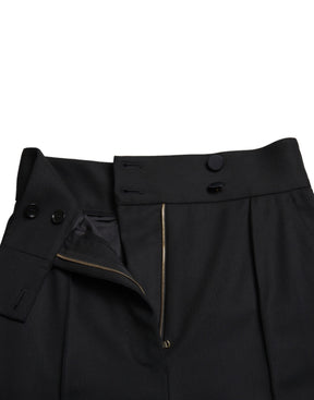 Dolce & Gabbana Schwarze taillierte Hose aus Wolle