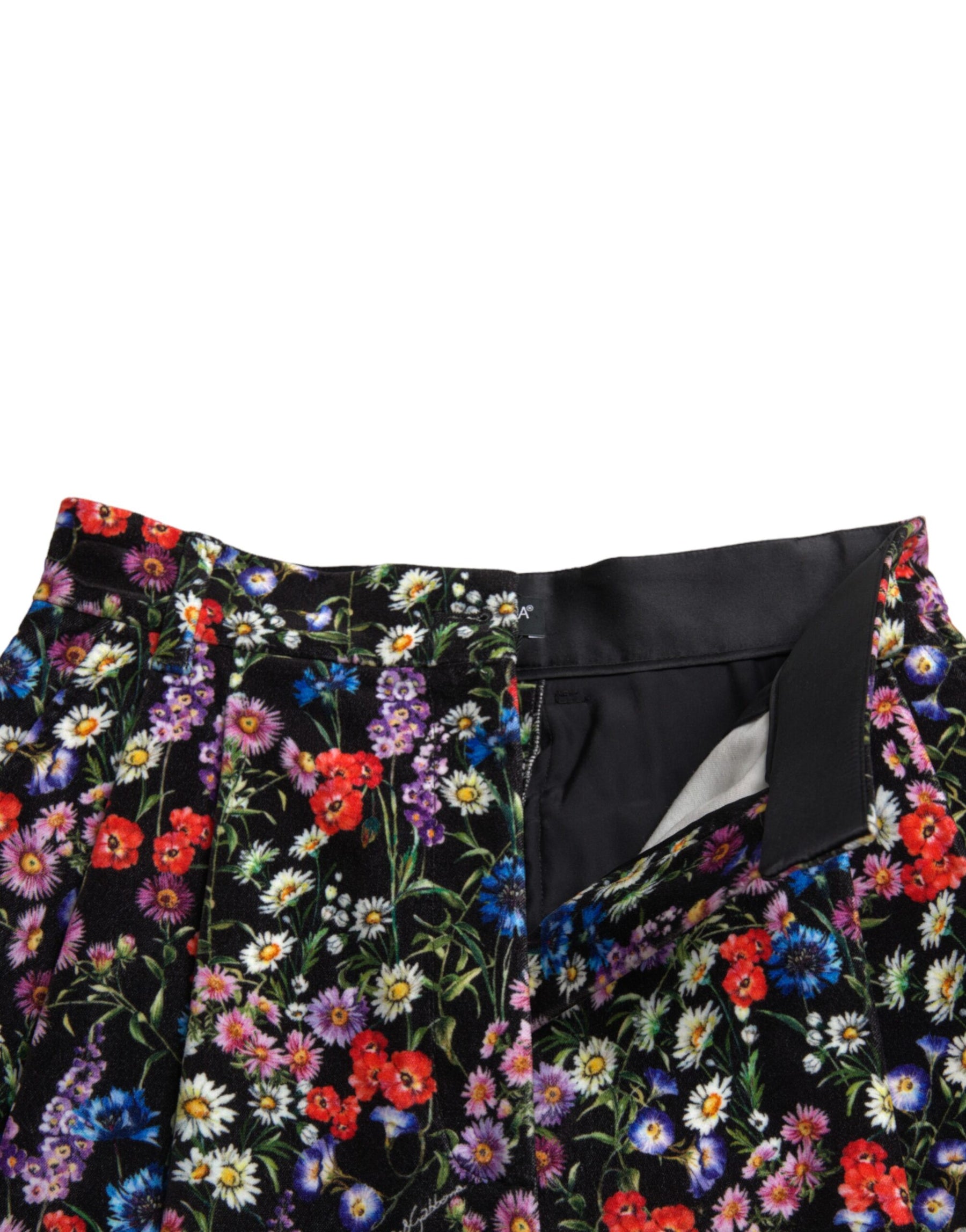 Dolce & Gabbana Schwarze florale Hotpants mit hoher Taille Shorts