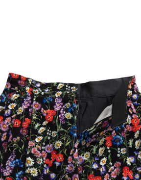 Dolce & Gabbana Schwarze florale Hotpants mit hoher Taille Shorts