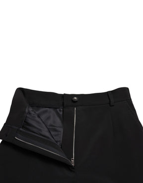 Dolce & Gabbana Schwarze Woll-Stretch-Hose mit hoher Taille in Skinny-Form
