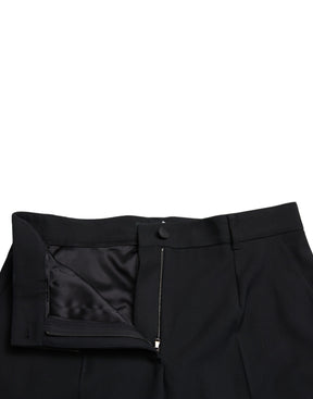 Dolce & Gabbana Gerade Hose aus schwarzer Wolle mit hoher Taille