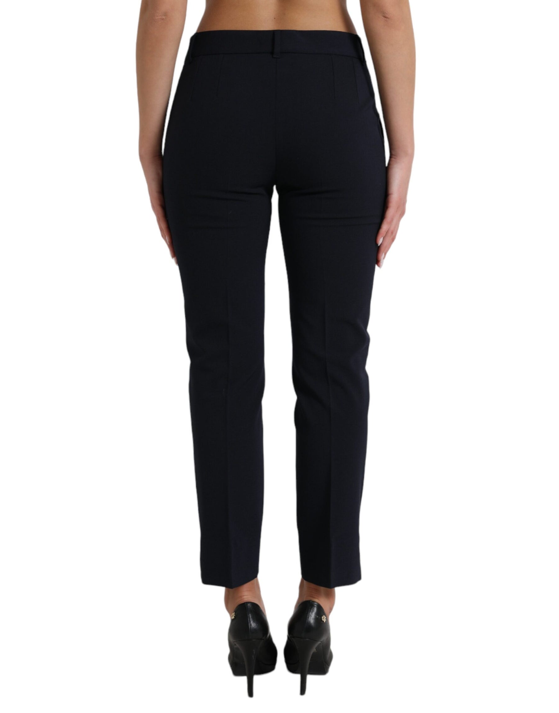 Dolce & Gabbana Blaue Mid Waist Tapered Cropped Pants