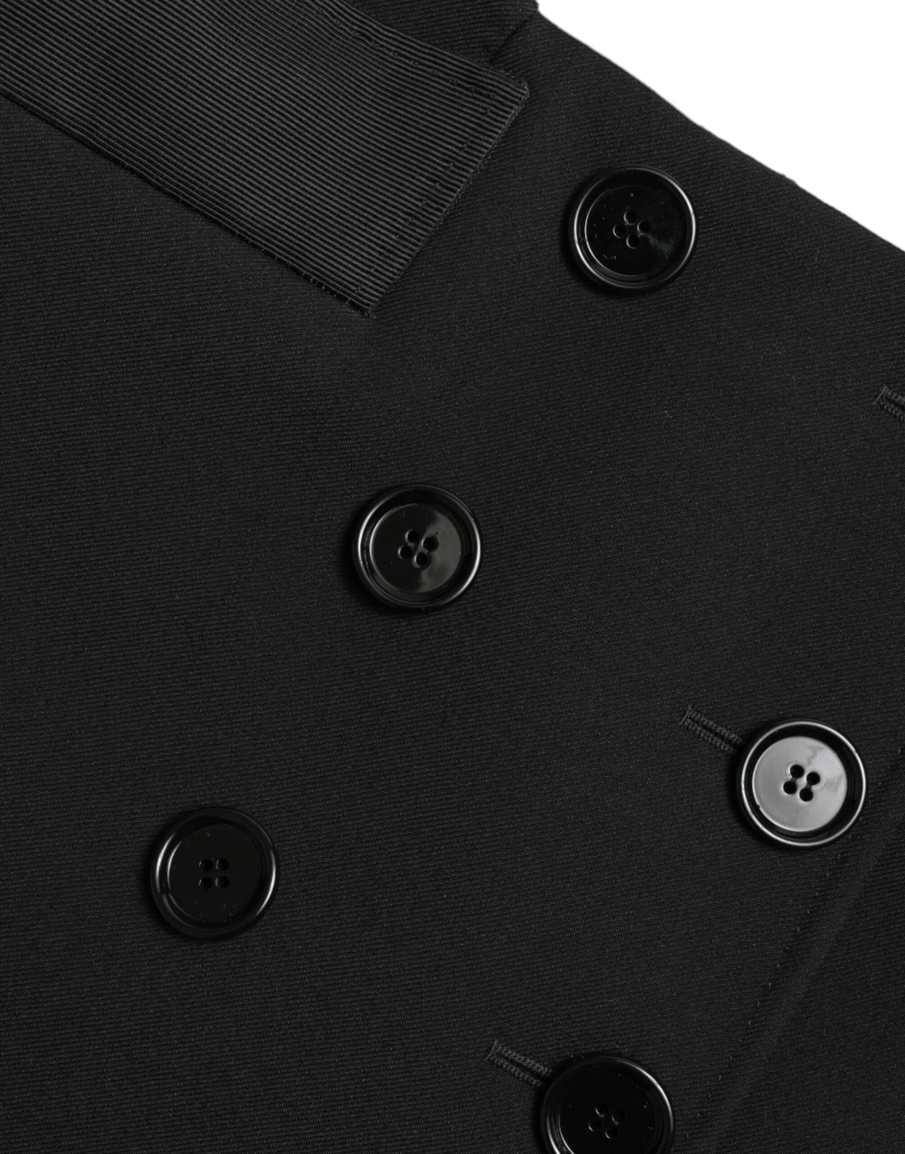 Dolce & Gabbana Schwarzer Wollknopf-Minirock mit hoher Taille von Aline