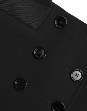 Dolce & Gabbana Schwarzer Wollknopf-Minirock mit hoher Taille von Aline