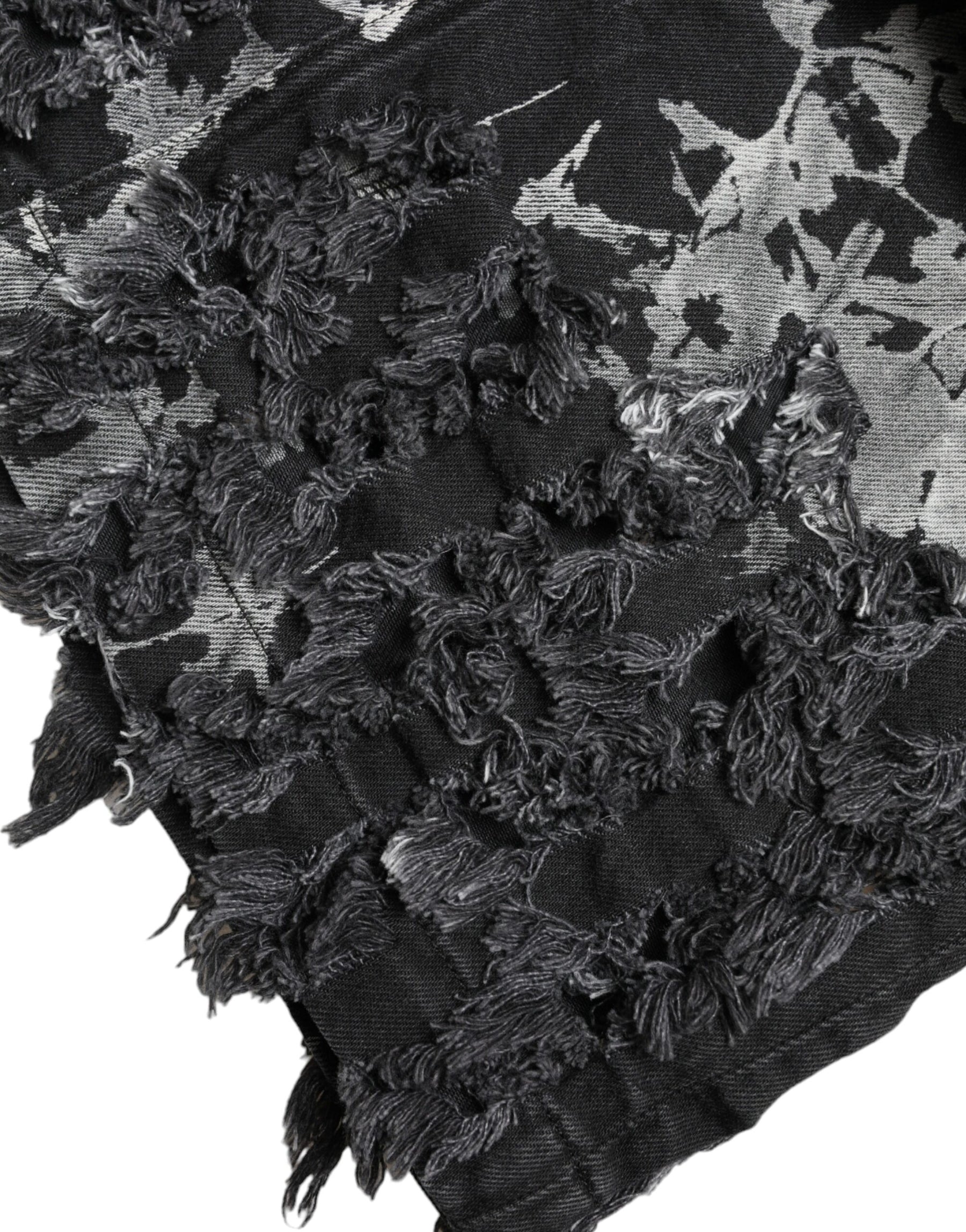 Dolce & Gabbana Schwarzer grauer Spitzen-Baumwollminirock mit hoher Taille aus Denim