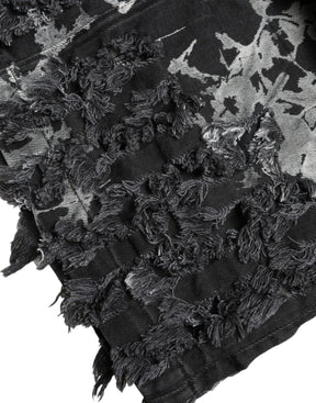 Dolce & Gabbana Schwarzer grauer Spitzen-Baumwollminirock mit hoher Taille aus Denim