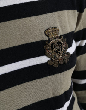 Dolce & Gabbana Mehrfarbig gestreifter Logo-Rollkragen-Pullover