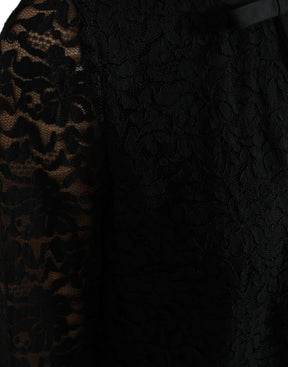 Dolce & Gabbana Schwarzes STAFF Bluse Floral Lace Nylon Top