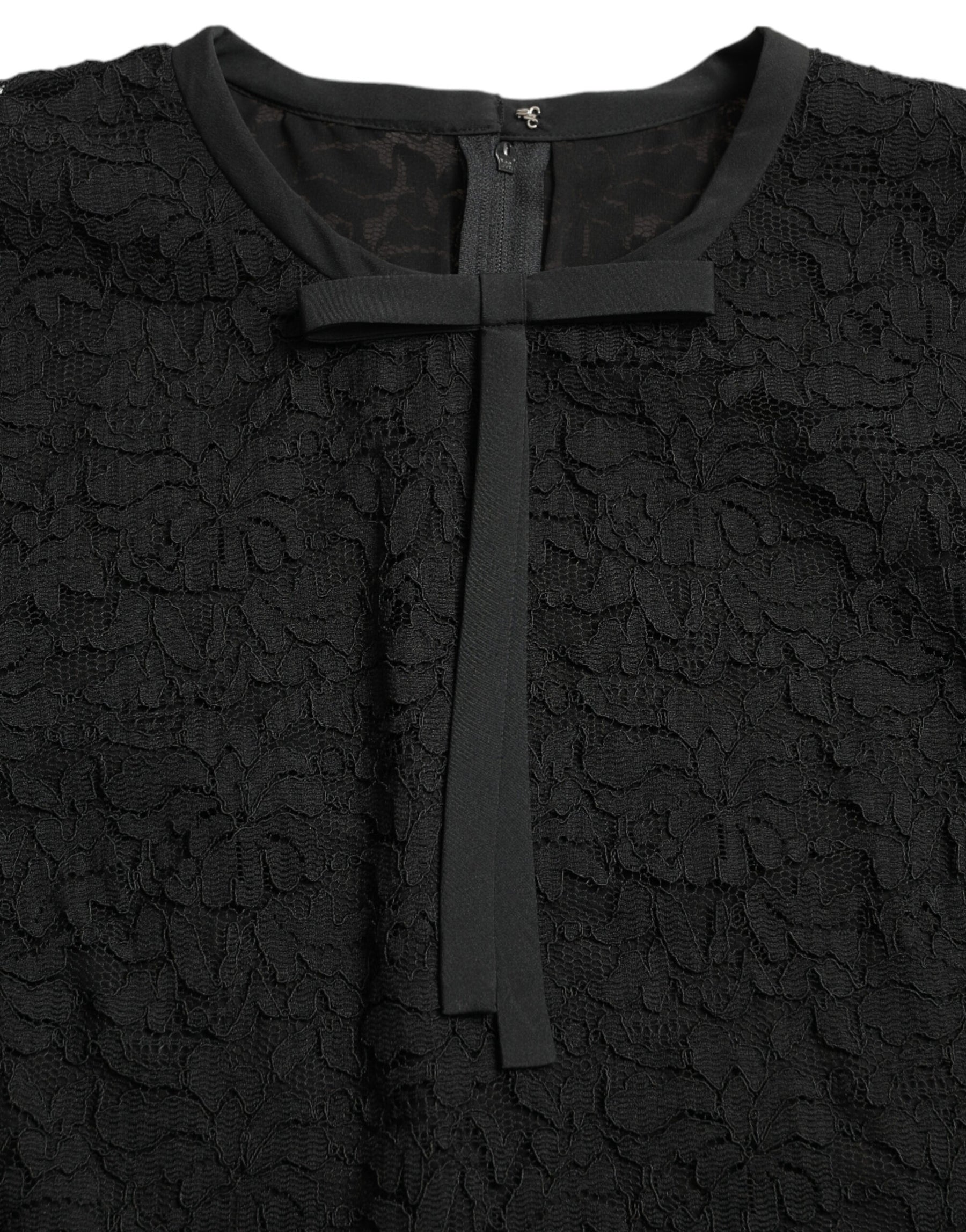 Dolce & Gabbana Schwarzes STAFF Bluse Floral Lace Nylon Top