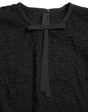 Dolce & Gabbana Schwarzes STAFF Bluse Floral Lace Nylon Top