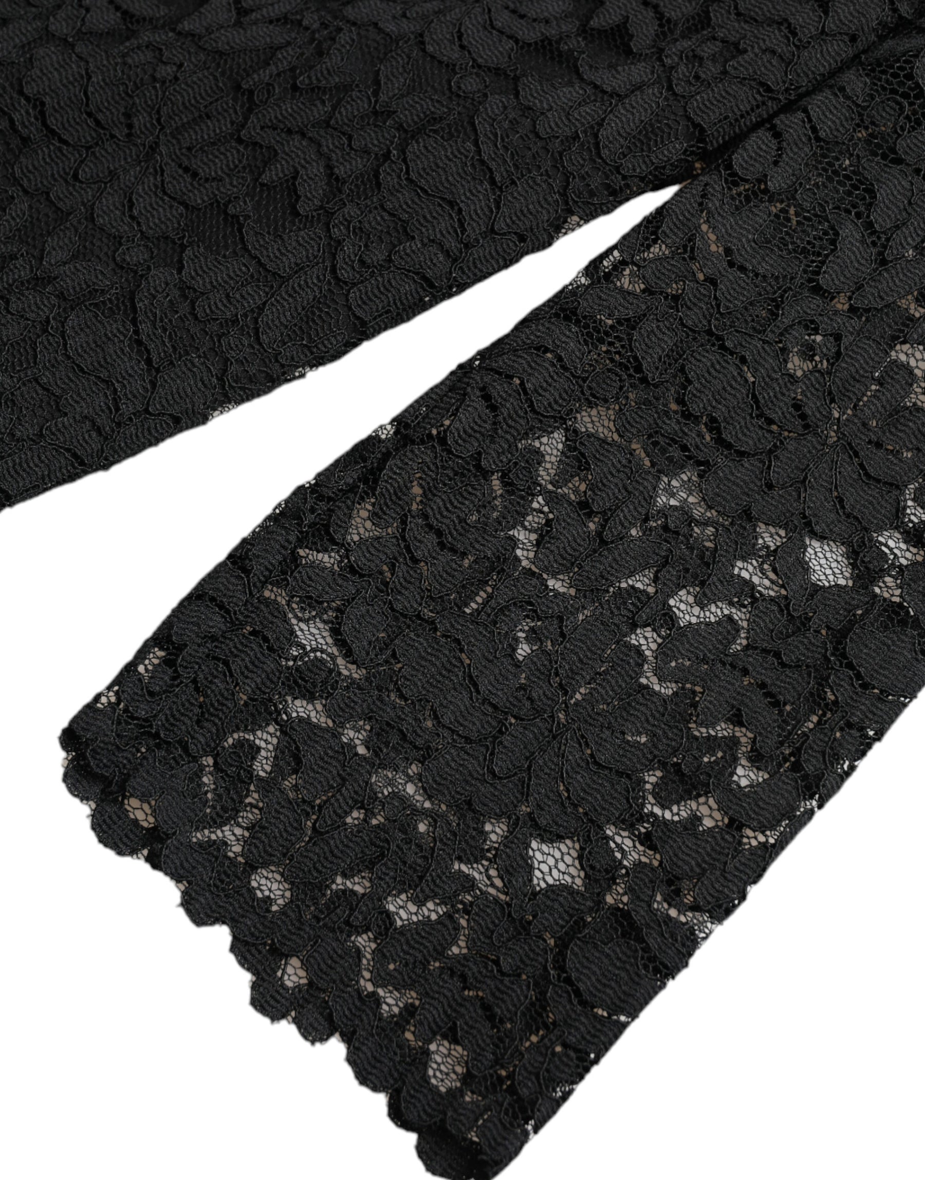Dolce & Gabbana Schwarzes STAFF Bluse Floral Lace Nylon Top