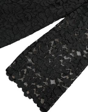 Dolce & Gabbana Schwarzes STAFF Bluse Floral Lace Nylon Top