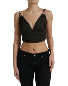 Dolce & Gabbana Braunes Viskose Tank Top mit tiefem V-Ausschnitt