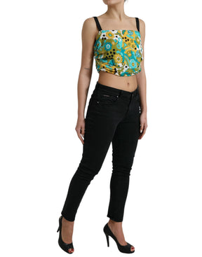 Dolce & Gabbana Multicolor Floral Ärmelloses Cropped Top