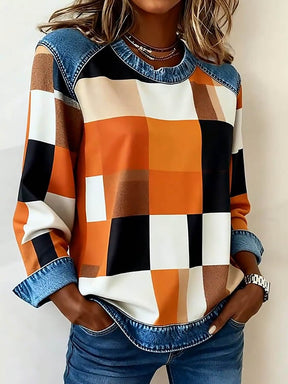 Kuschelweiches Patchwork Sweatshirt – warm durch den Winter