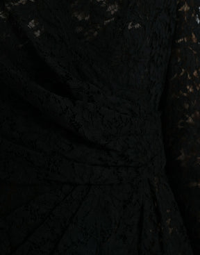 Dolce & Gabbana Schwarzes Bodycon-Mini-Kleid aus Baumwolle mit Spitze