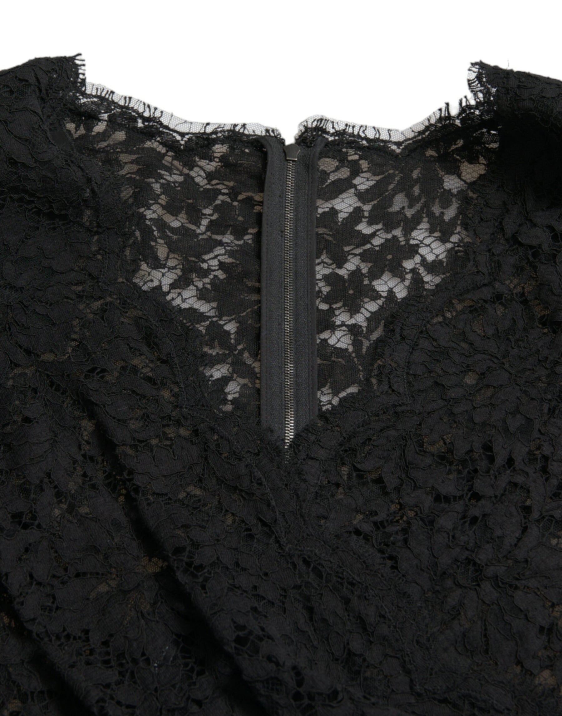 Dolce & Gabbana Schwarzes Bodycon-Mini-Kleid aus Baumwolle mit Spitze