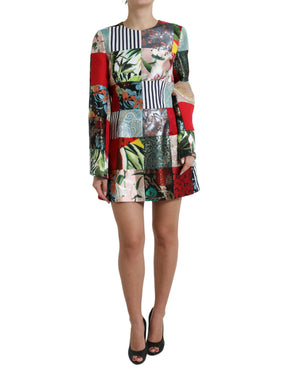 Dolce & Gabbana Multicolor Floral Patchwork Shift Minikleid