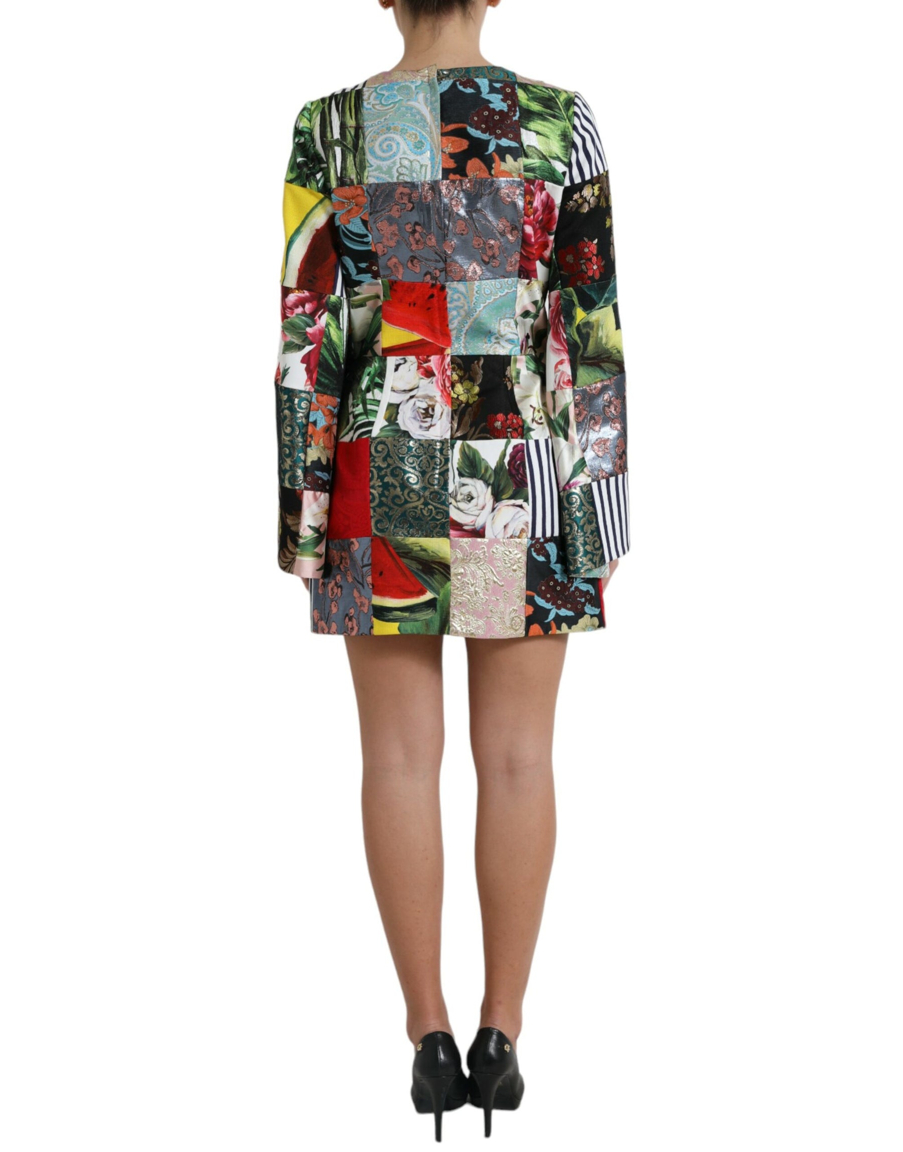Dolce & Gabbana Multicolor Floral Patchwork Shift Minikleid