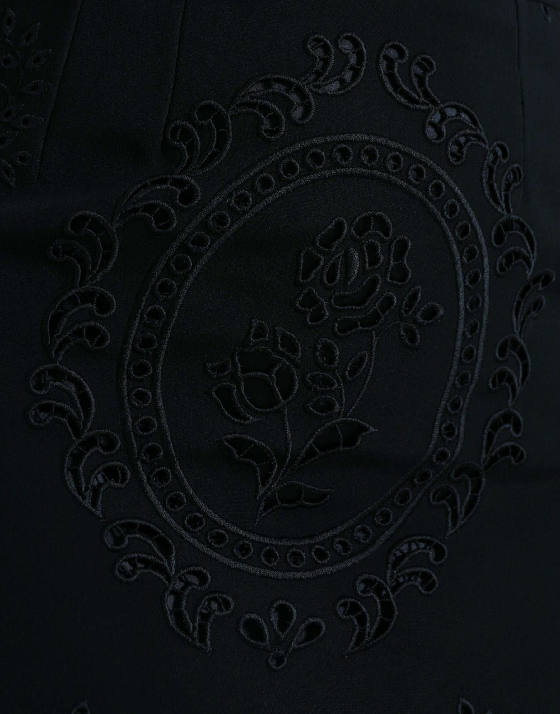 Dolce & Gabbana Schwarzes Viskose-Bodycon-Kleid mit floraler Spitze