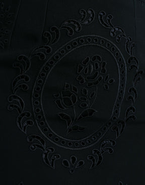 Dolce & Gabbana Schwarzes Viskose-Bodycon-Kleid mit floraler Spitze