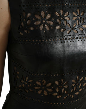 Valentino Glänzend Schwarzes Nylon Ausschnitt A-Linie Minikleid