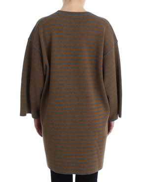 Dolce & Gabbana Übergroßes grau-gelb gestreiftes Pullover-Top