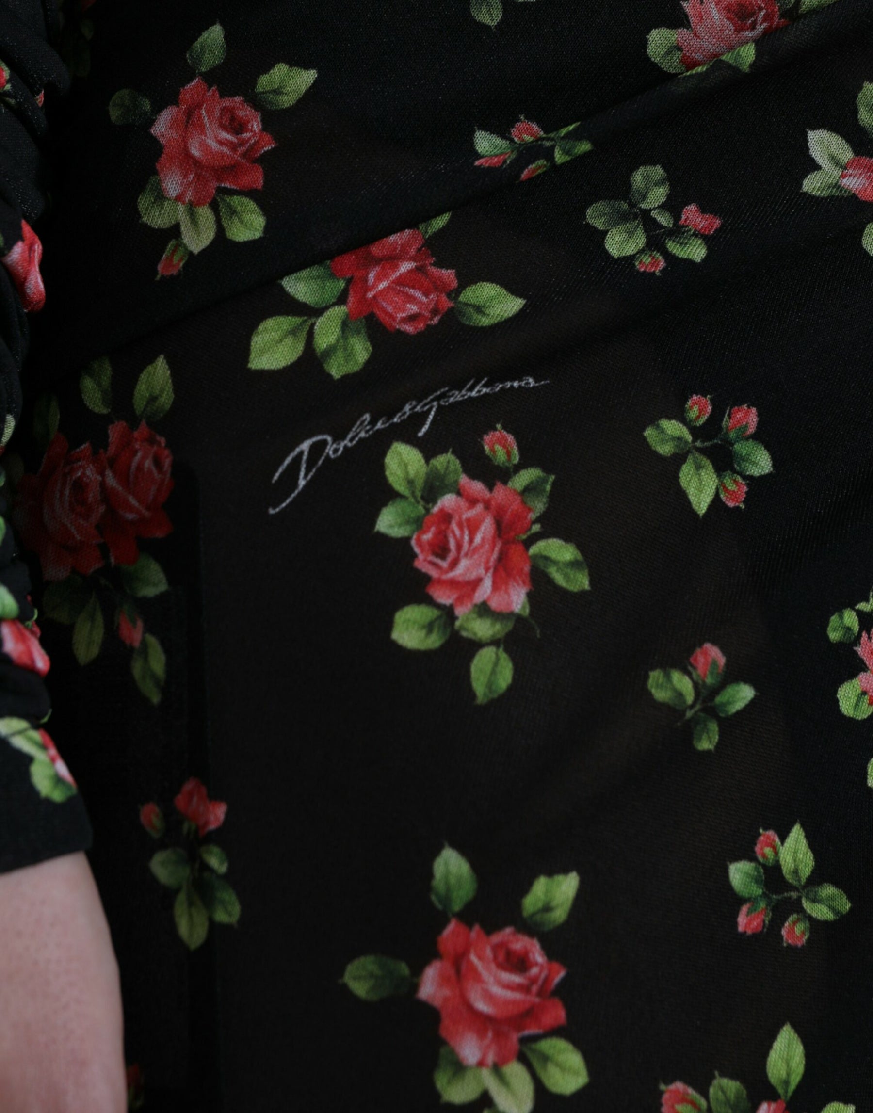 Dolce & Gabbana Schwarzes florales ausgeschnittenes langes Maxikleid