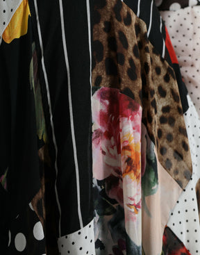 Dolce & Gabbana Multicolor Patchwork-Kleid mit Leopardenmuster