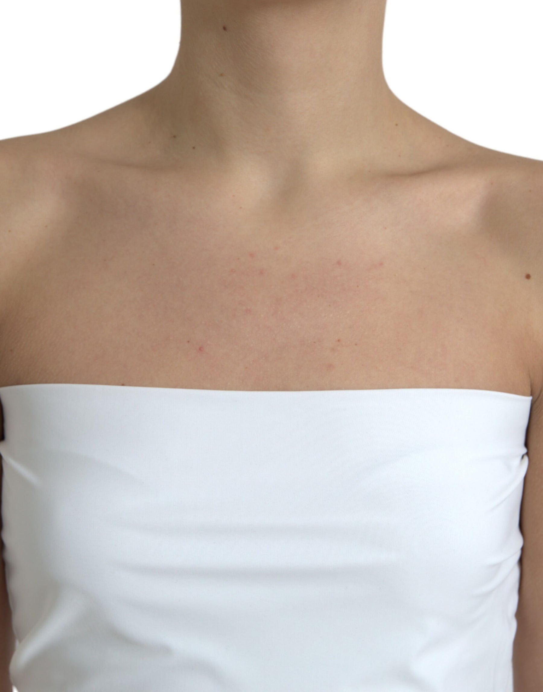 Dolce & Gabbana Weißes Nylon trägerloses Bodycon Jumpsuit Kleid