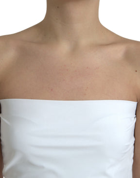 Dolce & Gabbana Weißes Nylon trägerloses Bodycon Jumpsuit Kleid