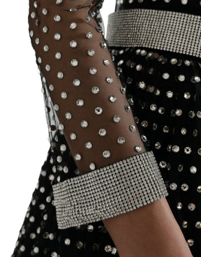 Dolce & Gabbana Schwarzes kristallverziertes Kleid in A-Linie