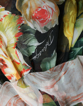 Dolce & Gabbana Mehrfarbiges, geblümtes, gestuftes Maxikleid aus Chiffon