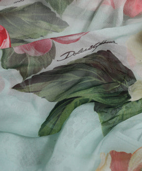 Dolce & Gabbana Blaues gestuftes Maxikleid mit Blumendruck