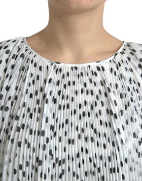 Dolce & Gabbana Weißes gepunktetes Maxikleid in A-Linie mit Falten