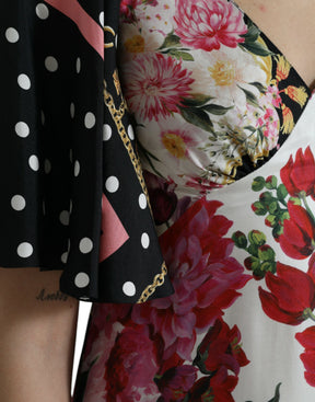 Dolce & Gabbana Kleid aus Seiden-Twill mit mehrfarbigem Blumendruck