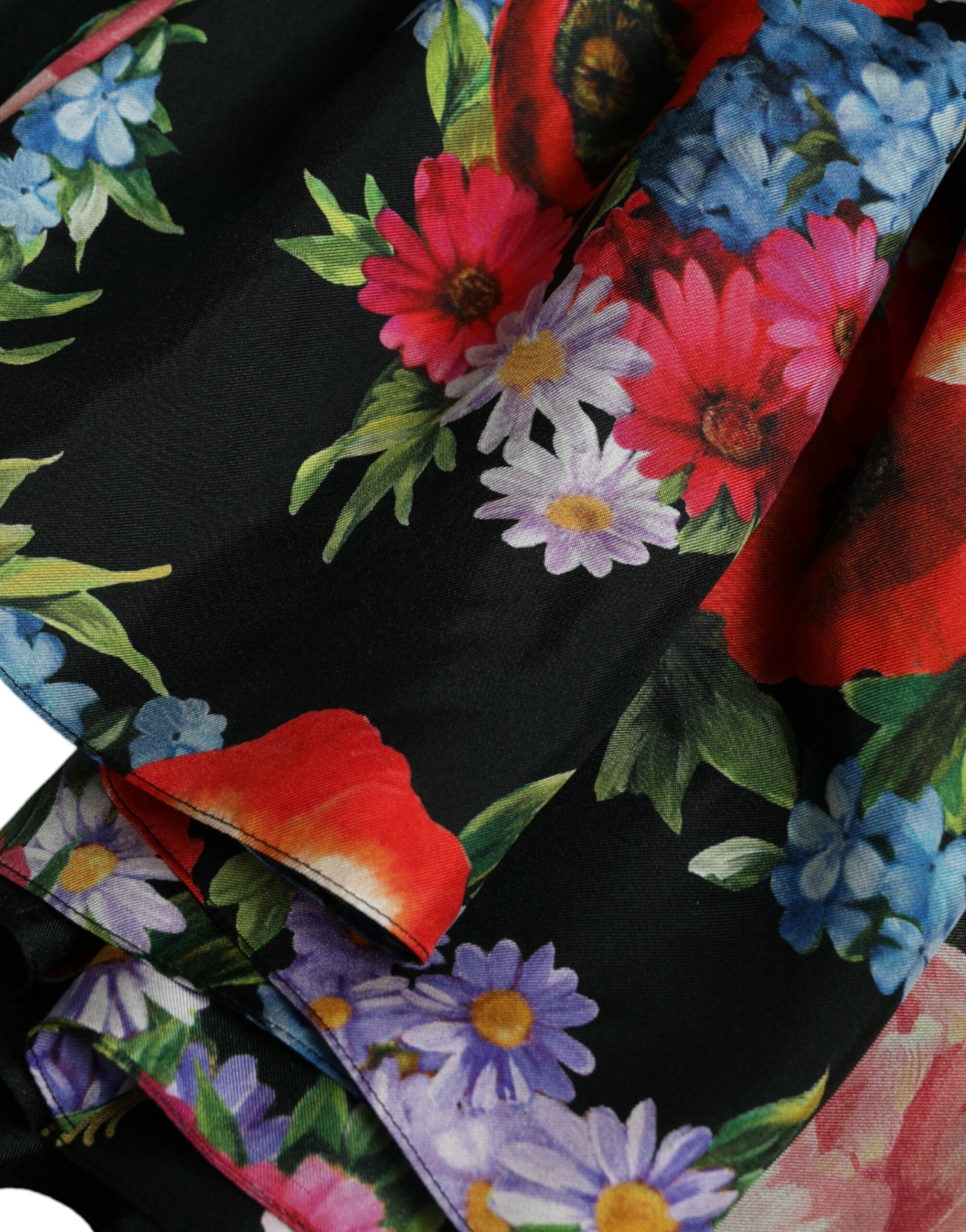 Dolce & Gabbana Kleid aus Seiden-Twill mit mehrfarbigem Blumendruck