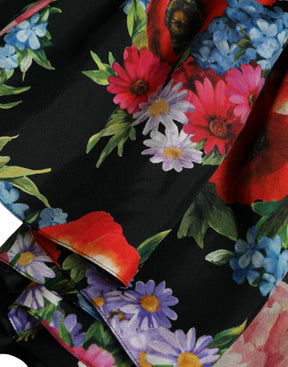 Dolce & Gabbana Kleid aus Seiden-Twill mit mehrfarbigem Blumendruck