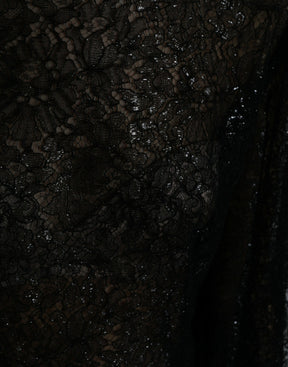 Dolce & Gabbana Schwarzes Midikleid mit floraler Spitze in A-Linie