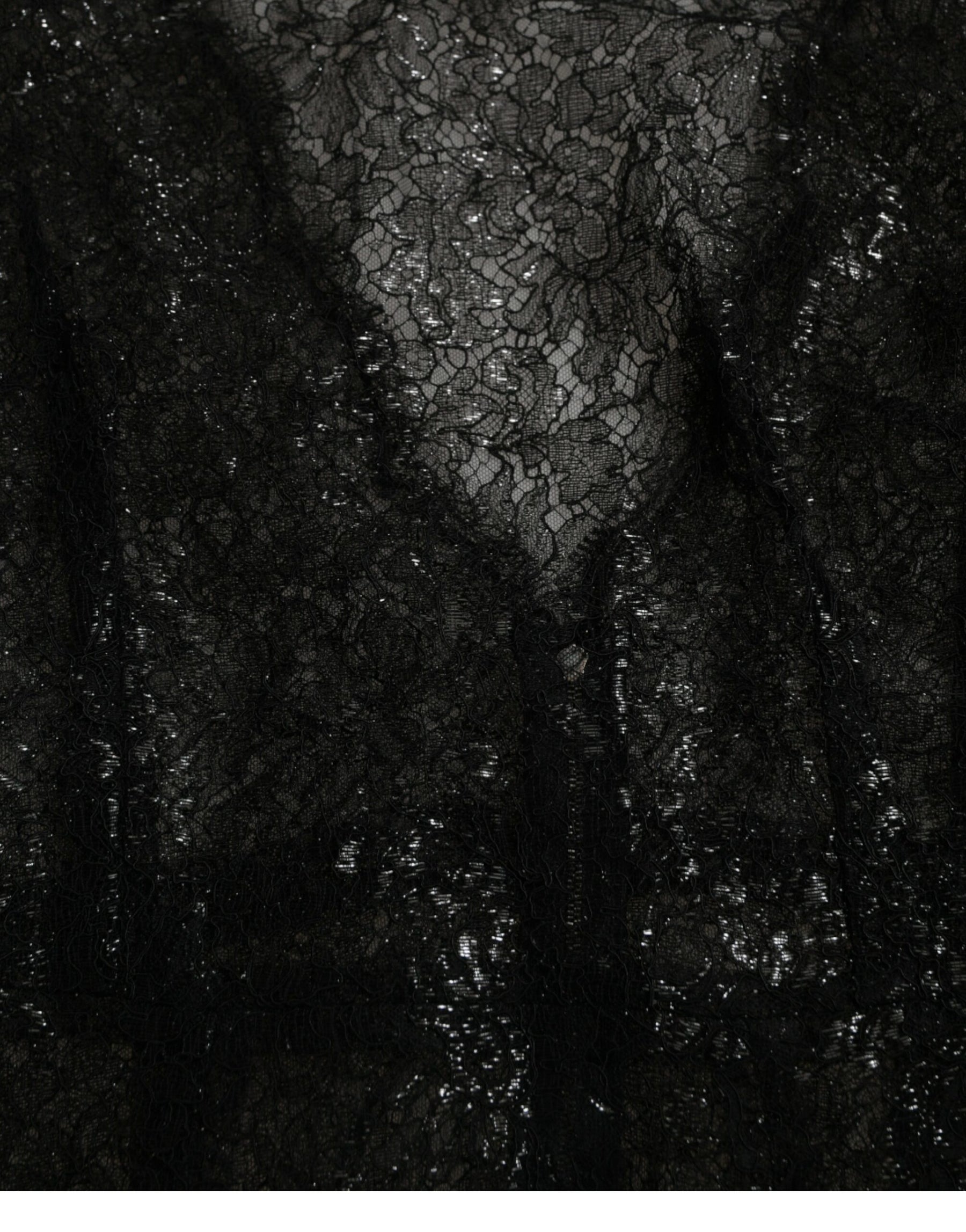 Dolce & Gabbana Schwarzes Midikleid mit floraler Spitze in A-Linie