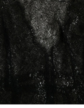 Dolce & Gabbana Schwarzes Midikleid mit floraler Spitze in A-Linie