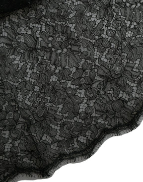 Dolce & Gabbana Schwarzes Midikleid mit floraler Spitze in A-Linie