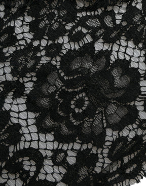 Dolce & Gabbana Schwarzes Etuikleid aus Spitze mit Kristallverzierung