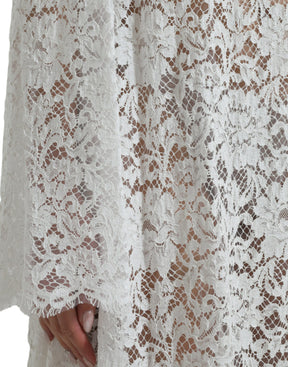 Dolce & Gabbana Weißes, kristallverziertes Etuikleid aus Spitze