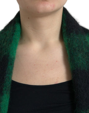 Dolce & Gabbana Schwarz Grün Buffalo Check Poncho Mantel Jacke