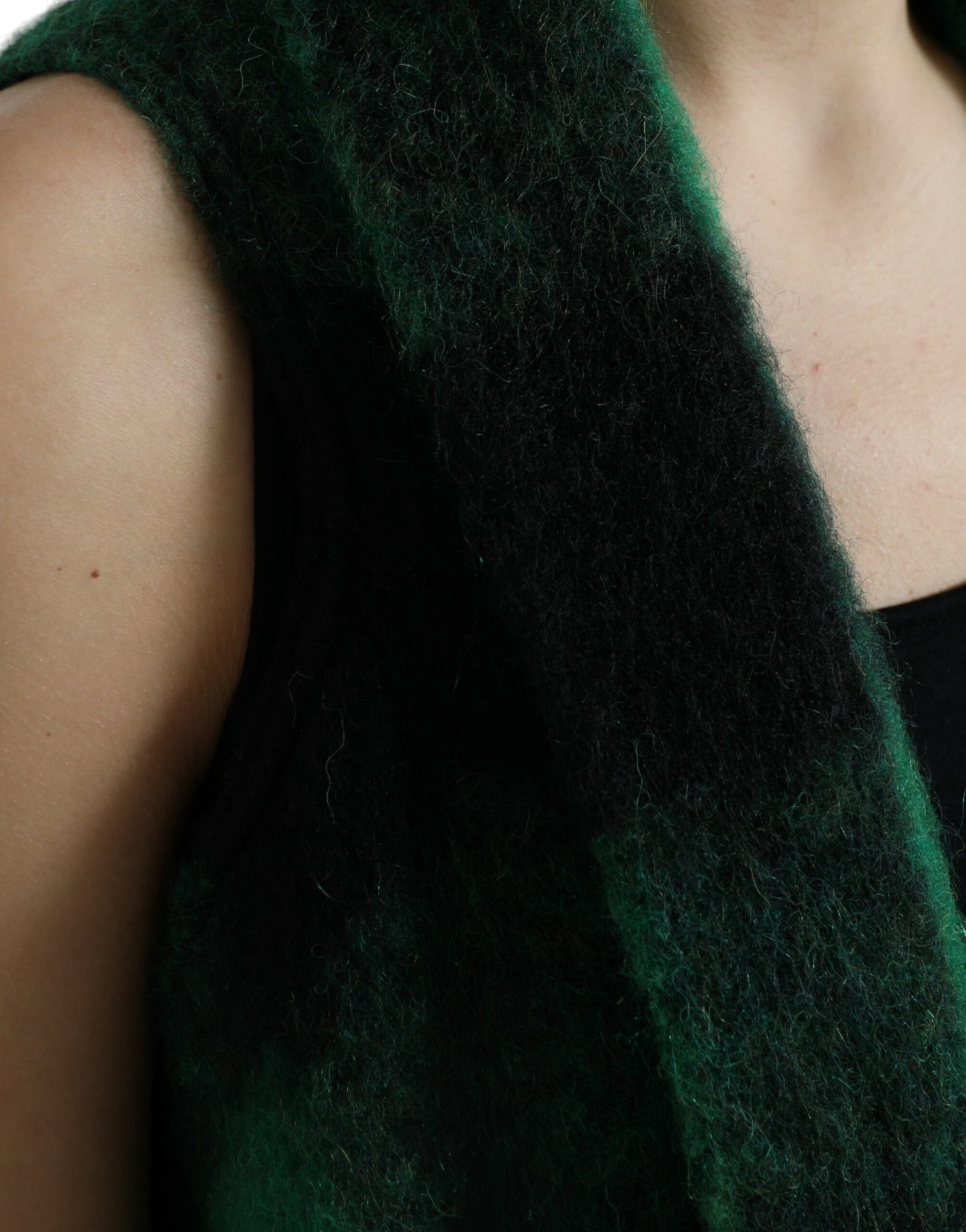 Dolce & Gabbana Schwarz Grün Buffalo Check Poncho Mantel Jacke